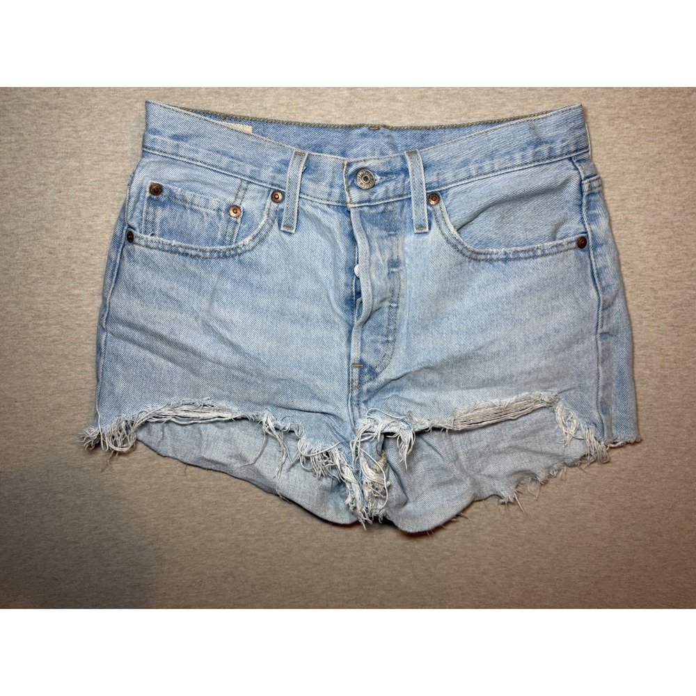 Levi's Woman's Premium XX BIG E light Wash Blue Jean shorts Size 27